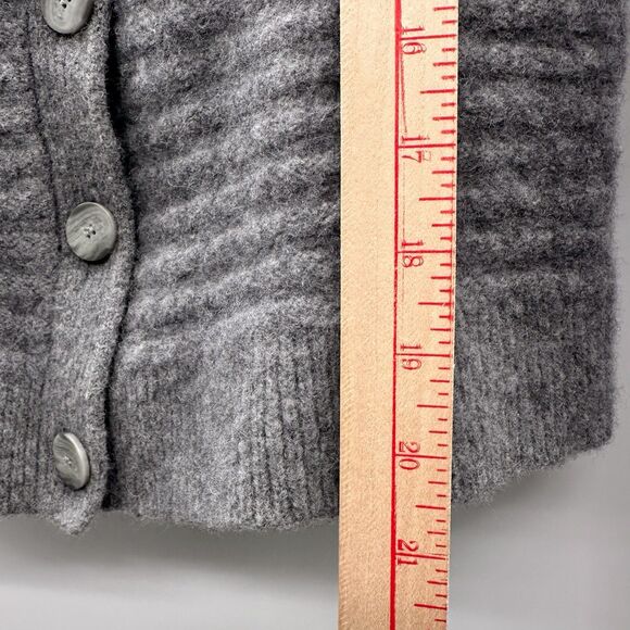 Theory Womens Cardigan Merino Wool Yak S Button Up Sweater Paramour Gray Ribbed - Picture 7 of 12